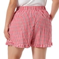 thumbnail image 4 of DARING DIVA Women's Plus Ruffle Gingham Pajama in Summer Shorts 3X Red, 4 of 6