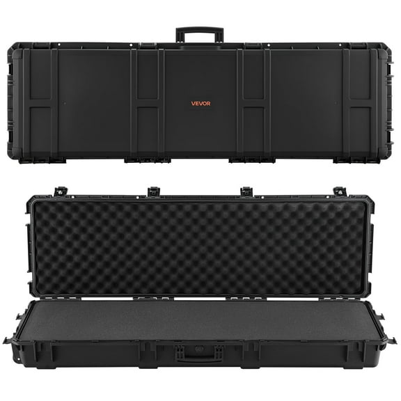 VEVOR Hard Rifle Case, Lockable Rifle Case with Pre-cut Foams, 52 in Gun Storage with Wheels, Heavy Duty IP67 Waterproof & Dustproof Pistol Storage Cases for Rifles, Shotguns, Airsoft Guns, Black