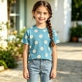 thumbnail image 2 of Jamsmile Toddler Girls Tshirts Summer Short Sleeve Daisy Print Tees Tops Kids Girls T Shirts Blend Stitching Casual Tops Kids, 2 of 3