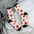 thumbnail image 5 of Hirioo Abstract Red Polka Dot Pattern Adult Middle Tube Socks Breathable Sock Non-Pilling,Contrasting Color Design, 5 of 6