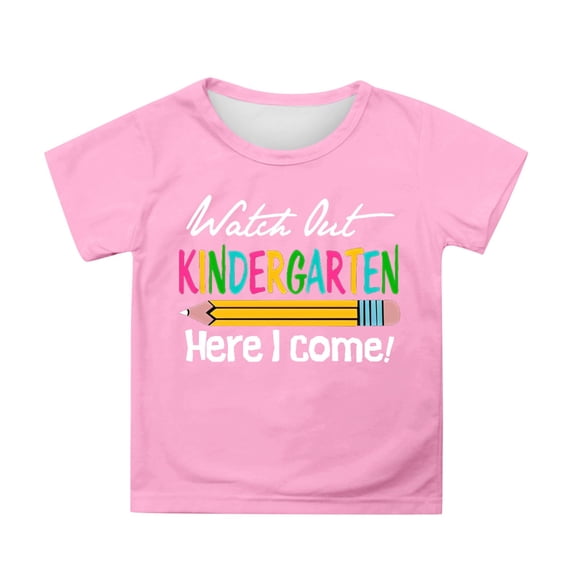 shqvo Girls Tops 5t Loose Fit Basic Neck Spring Summer Cute Print Short Sleeve T Shirt Top for Children Basic Pullover Skin Friendly Shirt Outdoor Play Tee Clothes