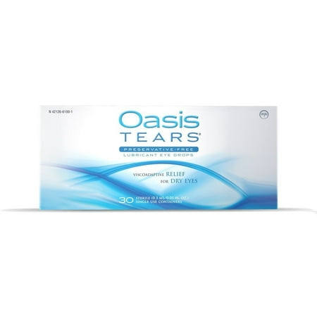 Oasis Tears Lubricant Eye Drops, 30 Ct Box, Sterile Disposable Containers, 0.01 fl