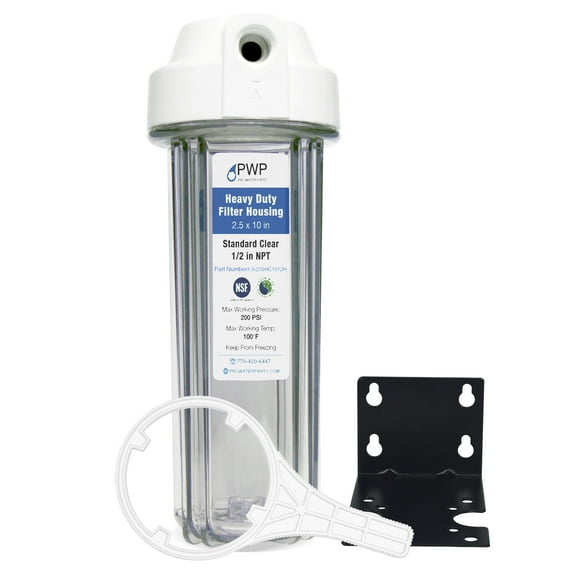 RV Filter Housing Replacement with Bracket and Wrench for FRE-10-Housing 2.5X10" 1/2" NPT Ports OEM