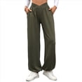 thumbnail image 3 of Pantalones Deportivos de Cintura Alta con Bolsillos para Mujer, Pantalones de Yoga Holgados e Informales Verde XXL, 3 of 10