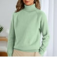 thumbnail image 3 of Womens Cable Knit Turtleneck Sweaters Fall Winter Long Sleeve Chunky Knitted Trendy Pullover Tops Turquoise S, 3 of 5