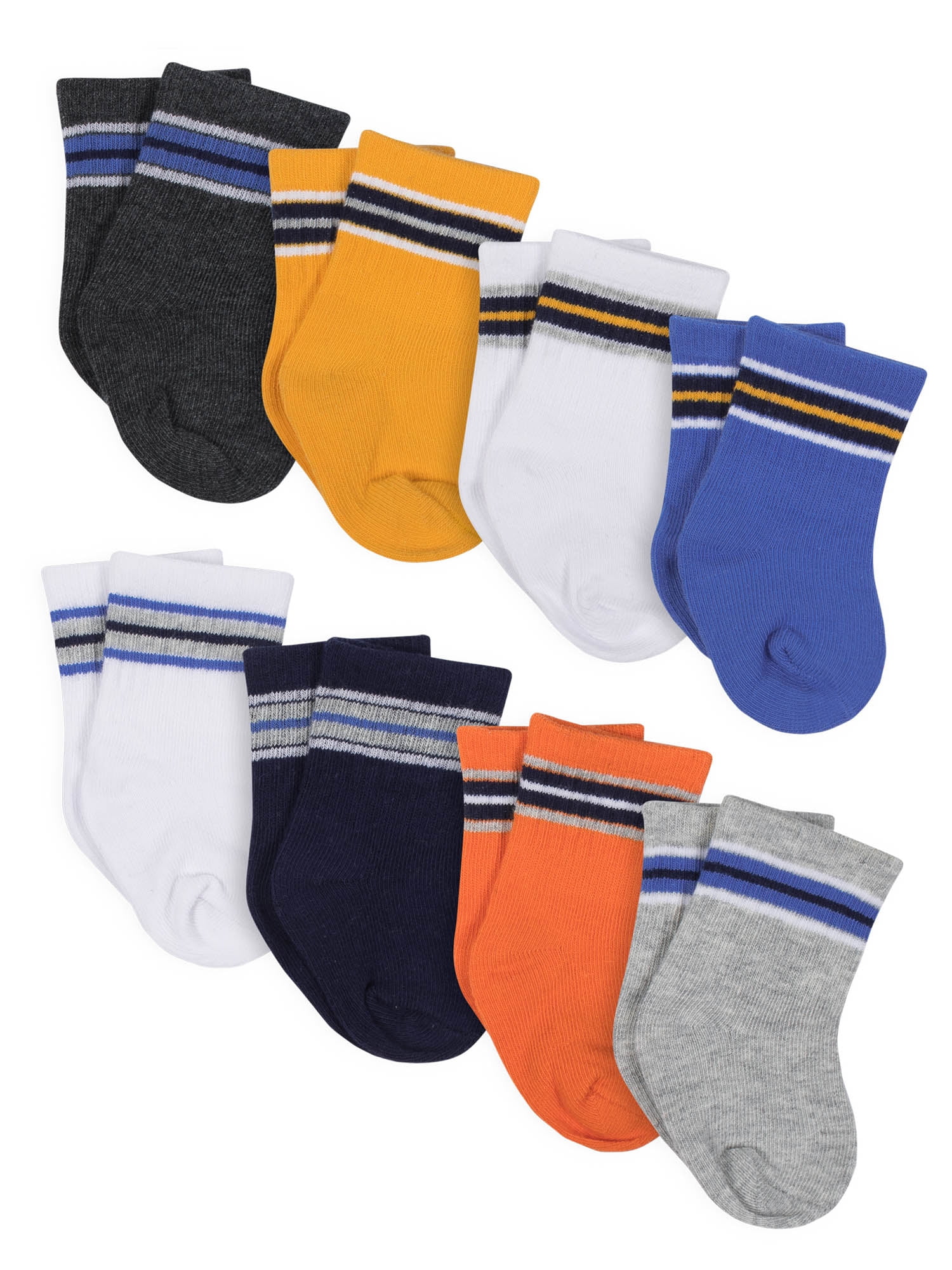 Gerber Gerber Baby Boys Jersey Crew Wiggle Proof Socks, 8Pack