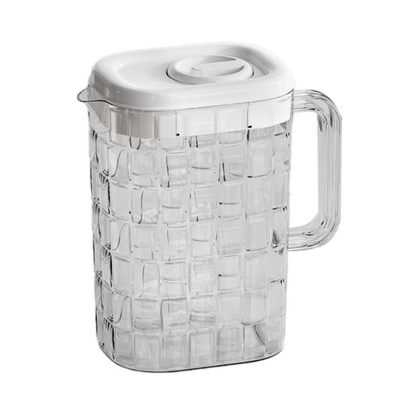 CASAFUN Pitcher with Lid, Plastic Beverage Drink Pitcher, Transparent Bottle Water Ice Cold Jug with Lid and Handle Ribbed for Water Juice Iced Tea (2000ml)