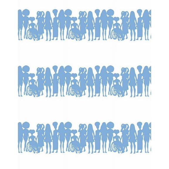 Fashionista Silhouettes Stripe Removable Vinyl Wallpaper by Barbie- Denim