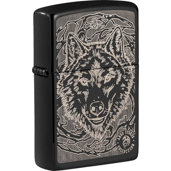 Zippo Anne Stokes Wolf High Polish Black Pocket Lighter