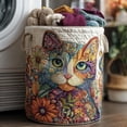 thumbnail image 4 of Cat Quilted Laundry Basket – Original Handmade Quilted Fabric Storage Bin for Clothes & Home Organization (A,Large (20" x 28")), 4 of 6