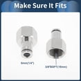 thumbnail image 4 of Conectores de aire de 1/4" hembra para manguera de aire, 2 piezas, acero inoxidable 304, 3/8" BSPT, tono plateado, 4 of 7