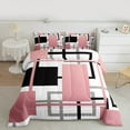 thumbnail image 2 of Manfei Pink Square Bedding Comforter Set for Adult, Abstract Ombre Twin Comforter Sets, Modern Fashion Style Reversible Bedding Set, Super Cozy Room Decor, 2-Piece, 2 of 8