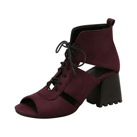 

GWAABD Wide Width Wedge Sandals Women Bohemian Canvas Lace Up Sandals Thick Soled Ethnic Style Wedge Shoes