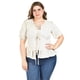 thumbnail image 1 of Blusa con detalle de lazos Roman Fashion /Tallas Extras, 1889 (Arena lineas) beige 38, 1 of 6