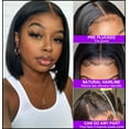 thumbnail image 5 of Straight Bob Wig Lace Front Human Hair 4x4 Lace Frontal Wigs for Women Brazilian Remy Human Hair Wigs Pre Plucked Hairline 150% Density Natural color, 5 of 8