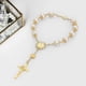 thumbnail image 4 of Pulsera con cruz religiosa decorativa cristiana elegante bautizo clásico rosario Dorado, 4 of 9