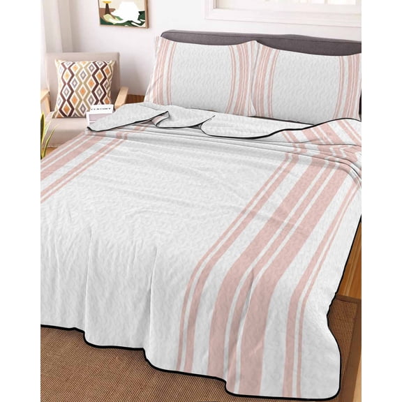 Pink Striped Twin XL Size Down Alternative Comforter,Lightweight Comforter Quilt Bedding Set with Pillow Shams Modern White Striped Abstract Art Aesthetics Bed Comforter Duvet Insert 68"x98"