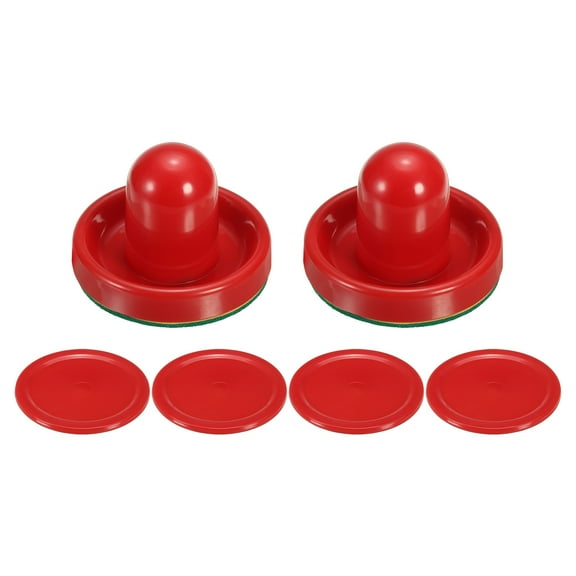 Uxcell 2Pcs Air Hockey Pusher 75mm with Pad and 4Pcs Air Hockey Pucks Handles Paddles Replacement Accessory