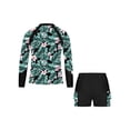 thumbnail image 6 of Haitryli Kids Girls Long Sleeve Rash Guard Swimsuit Swim Top with Shorts UPF 50 Sun Protection Beachwear Black 16, 6 of 7