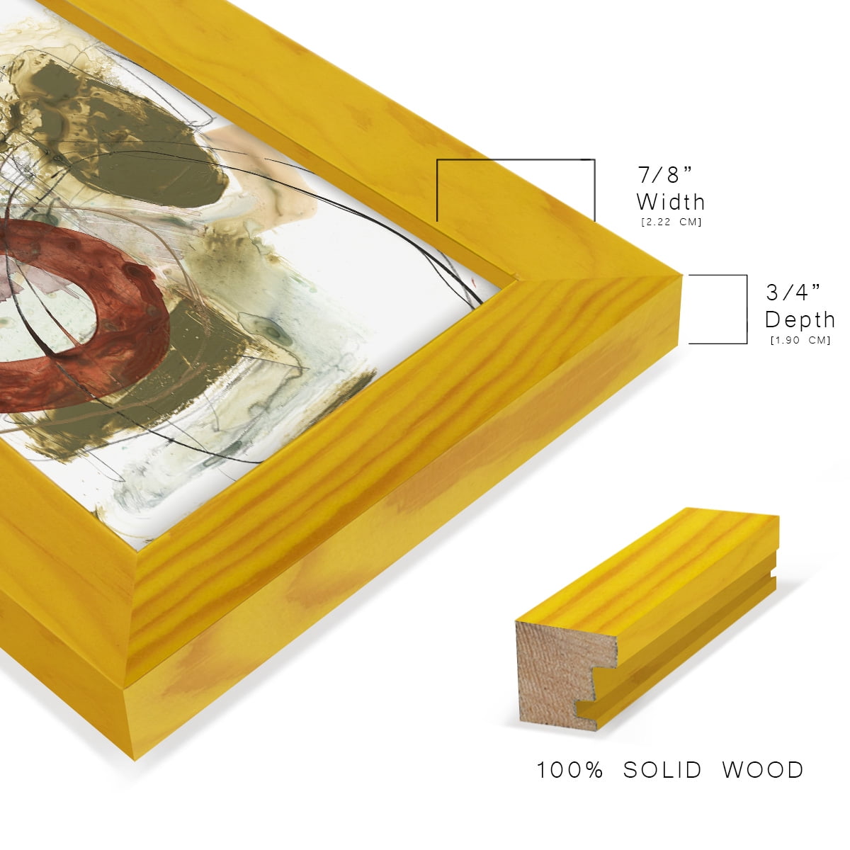 Rusted Loops I - Framed Print w/glass - Sunflower Yellow