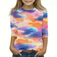thumbnail image 2 of Kids T-Shirts Tie Dye Printed 3/4 Sleeve Crewneck Dressy Casaul Blouse Girls Pullover Tops,4 Years, 2 of 5