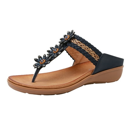 

uikmnh Women Slippers Women Toe Fringe Slipper Fish Mouth Platform Multicolor Embroidered Sandals Slippers Black 9