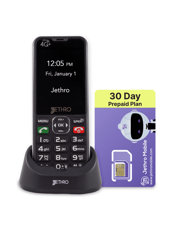Jethro SC490 Easy-to-Use Cell Phone for Seniors and Kids with 30 Days Plan