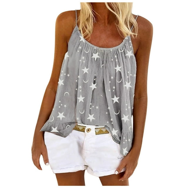 Womens Vest Sleeveless Cami Top Ladies Strappy Flared Plus Size Tops Shirt