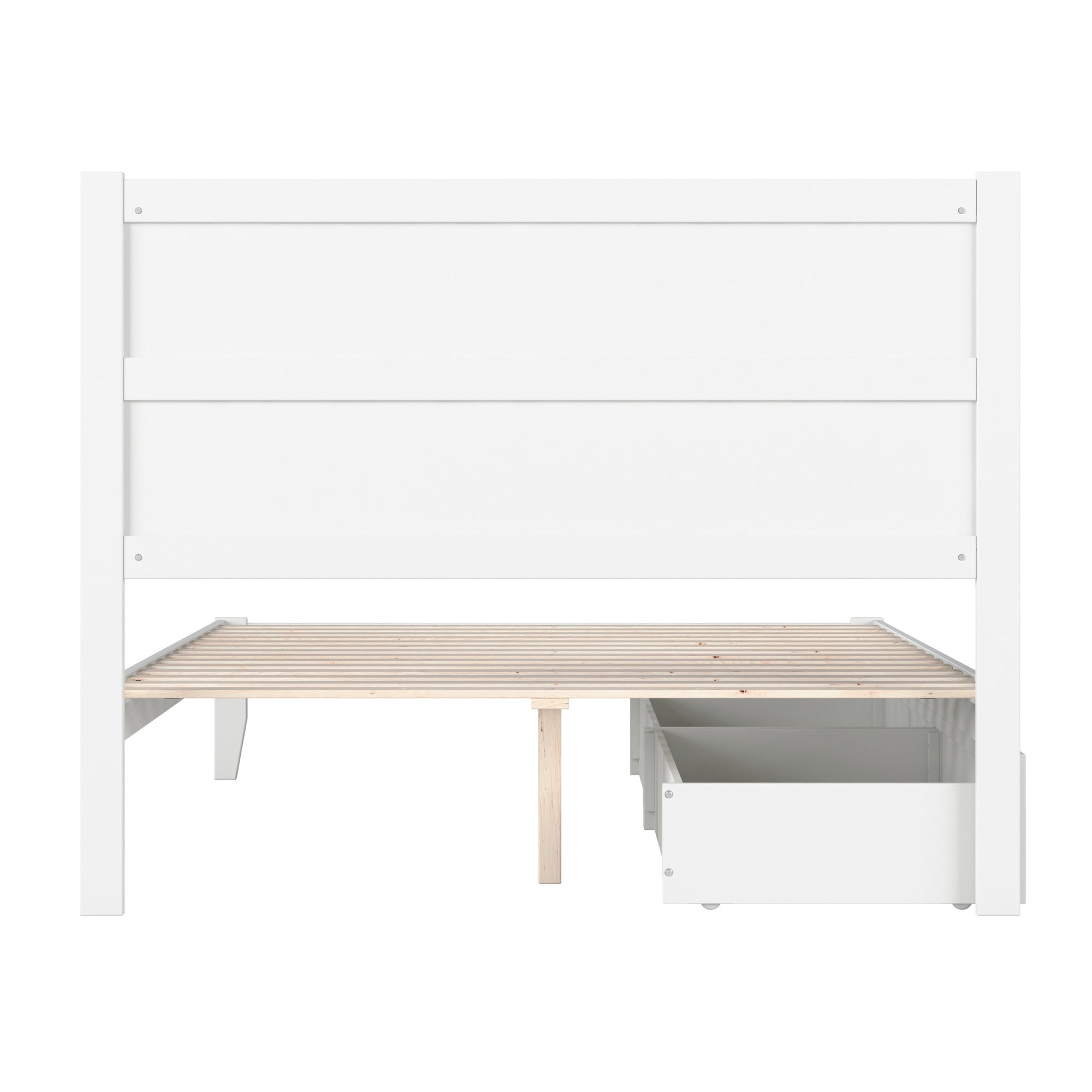 AFI NoHo 14" Queen Wood Platform Bed Frame with Set of 2 Storage Drawers, White