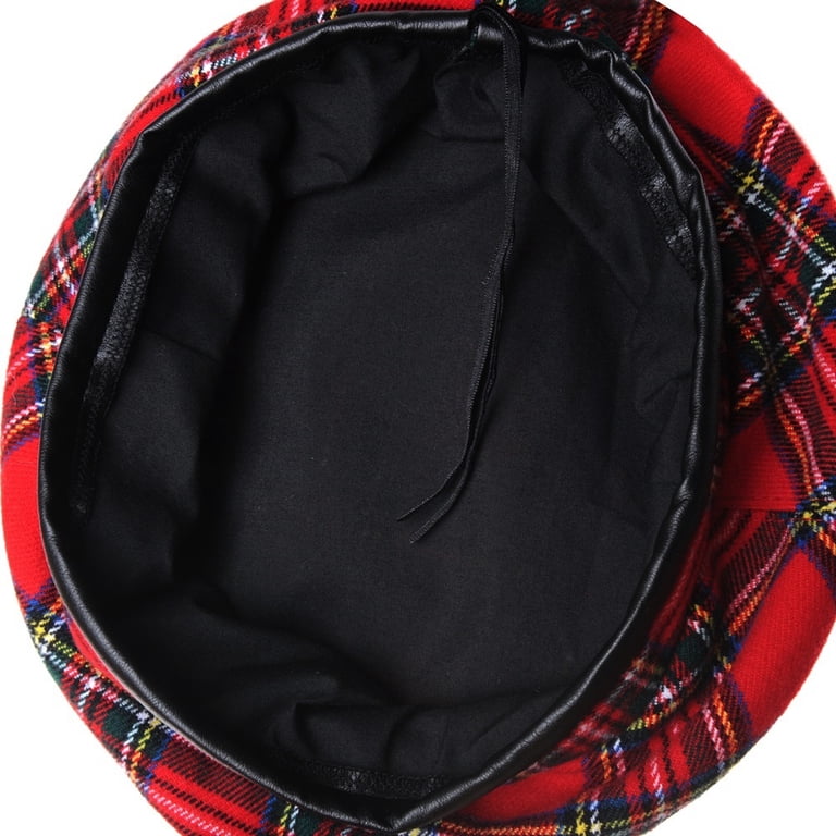 WITHMOONS Wool Beret Hat Tartan Check Leather Sweatband  display picture 3