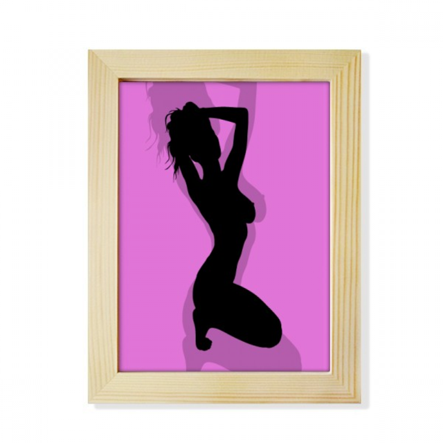 Plump Slim mujer de rodillas Escritorio de madera Arte Pintura 6x8 pulgadas marco de foto foto