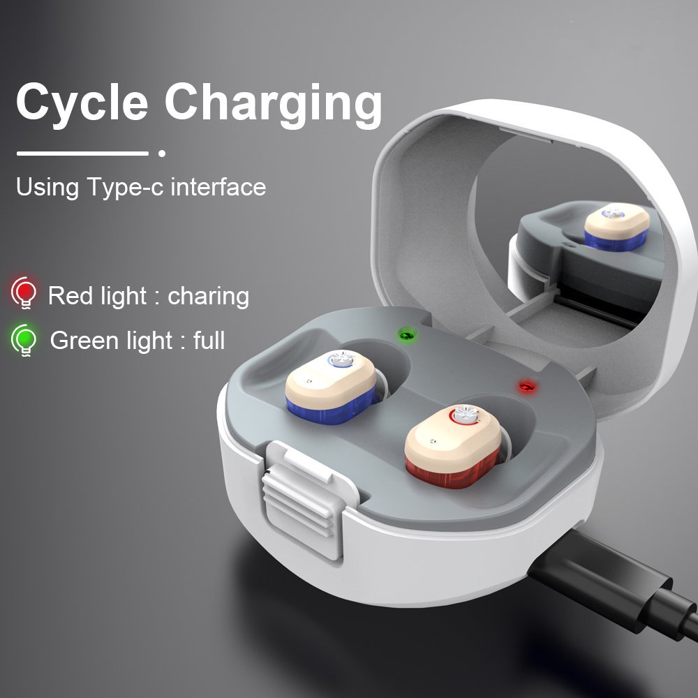 Hearing Digital Sound Ampilifier for Seniors Rechargeable TWS Hearing Amplify for Ears with Charging Case (Flesh)