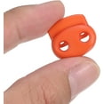 thumbnail image 4 of 0.7x0.8" Cord Locks, 30 Pack Double Hole Spring End Toggle Stopper for Drawstring Bag Shoelaces, Orange Red, 4 of 5
