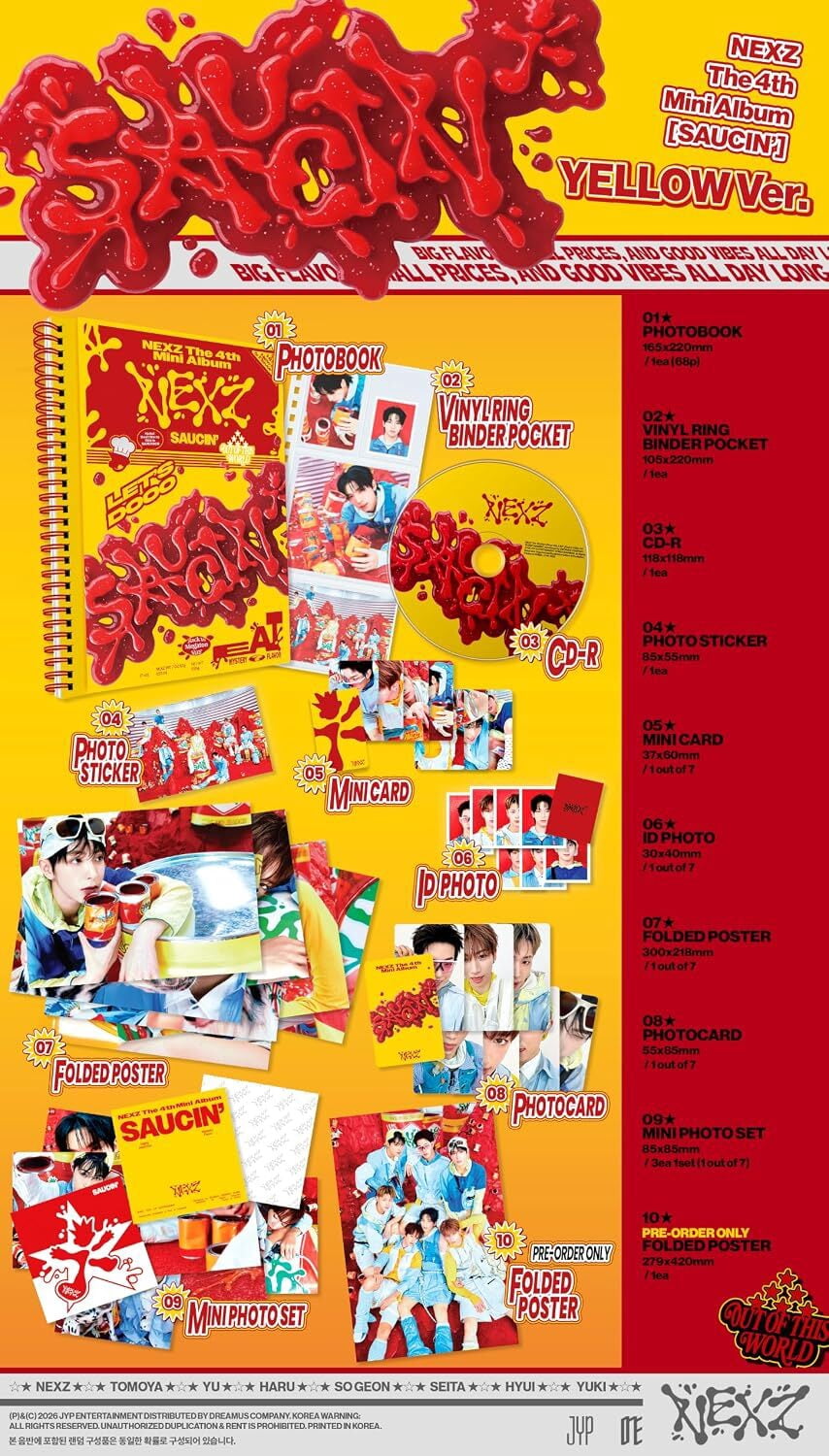 Nexz - The 4th Mini Album SAUCIN' [YELLOW VER.] - Music & Performance - CD