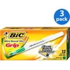(3 pack) (3 Pack) BIC Round Stic Grip Ball Pen, 1.2 mm, Medium, Green, 12 Count