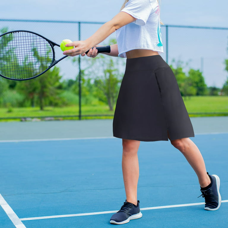 Bodychum 20” Tennis Skirt Golf Skorts Skirts for Women Adjustable  Drawstring Athletic Skirts with Pockets for Sports Running, Knee Length