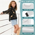 thumbnail image 6 of Xoenoiee Universe Star Print Girls Oversized Drop Shoulder Sweatshirt Long Sleeve Crewneck Pullover, Loose Fit Casual Top for Fall and Winter, 11-12 Years, 6 of 7