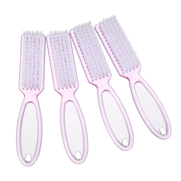 Limpiador de uñas de 4 piezas, cepillo de uñas, herramientas de limpieza de uñas, cepillo de manicura con mango de plástico, cepillos de pedicura, rosa claro
