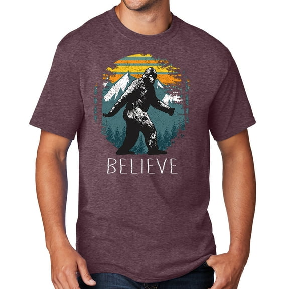 Men's Sasquatch Believe T-shirt, 5XL Athletic Heather Maroon