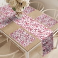 thumbnail image 2 of Ambesonne Cherry Blossom Table Runner & Placemats, Bubbly Petals, Placemat 4 pcs + Runner 12"x72", Pink Green and Orange, 2 of 2