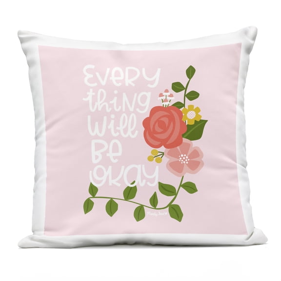 Stupell Industries Everything Will Be Okay Floral Design by Mandy Ford Art Illustration Outdoor Printed Pillow