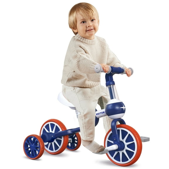 Wdmiya 3-in-1 Toddler Bike for 2-4 Year Old Boys & Girls, Adjustable Seat, Removable Pedals & Training Wheels, Baby Balance Bike, Christmas & Birthday Gift, Blue