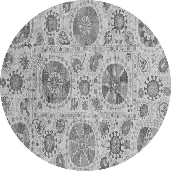 Ahgly Company Indoor Round Abstract Gray Modern Area Rugs, 3' Round
