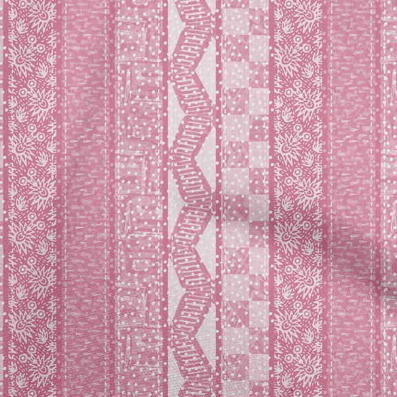 oneOone Viscose Chiffon Pink Fabric Mix Block Pattern Craft Projects Decor Fabric Printed By The Yard 42 Inch Wide