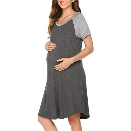 

gakvbuo Maternity Dress For Photoshoot Summer Dress For Baby Shower Ladies Summer Fashion Solid Color Print Pregnant Woman Clothe Breastfeeding Short Sleeve Dress