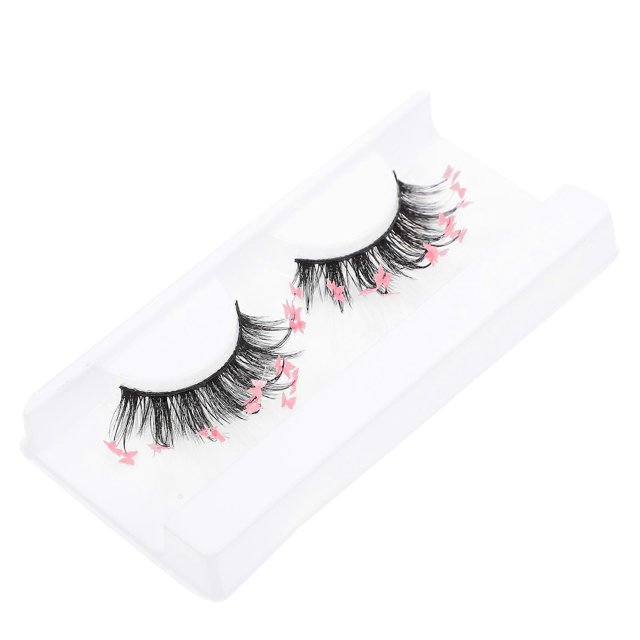 False Eyelashes Extension for Makeup 1Pair Fluff Pink Cosmetic Lashes