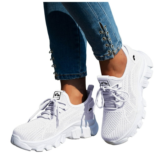 Womens Chunky Walking Shoes Comfortable Arch Support Orthopedic Woven Non Slip Jogging Work Fashion Sneakers