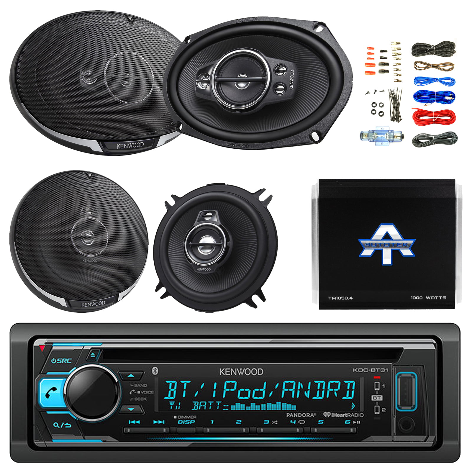 Kenwood Single DIN Bluetooth CD/AM/FM Car Stereo Receiver Bundle Combo