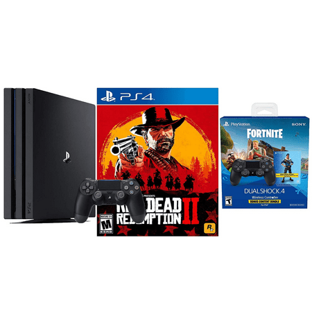 PlayStation 4 RDR2 Battle Royale Fortnite Bonus Bundle: Fortnite Royale Bomber Epic Outfit, 500 V-Bucks, Red Dead Redemption 2, Two Dualshock 4 Wireless Controller and PlayStation 4 Pro 1TB (Best Outfit In Red Dead Redemption)