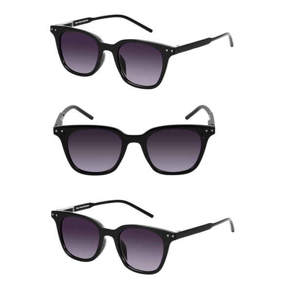 "The Modish" Womens Fashion Reading Sunglasses – Full Lens Reader, UV Protection, Stylish & Comfortable (3 Pack) - Jet/Jet - 2.00